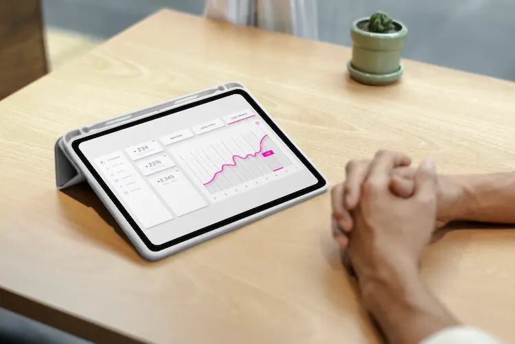 financial graph stock market tablet